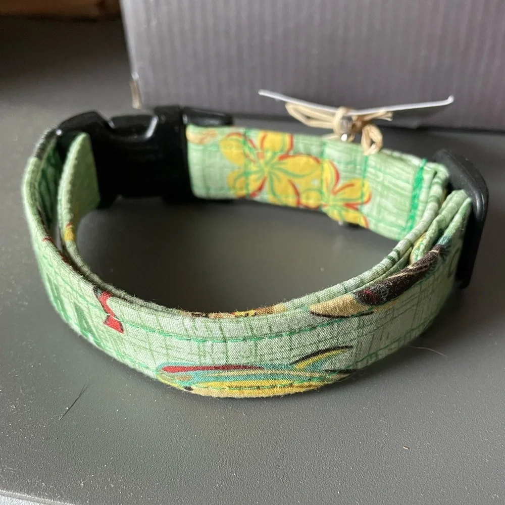 Dog Gone Hawaiian Medium Adjustable Floral Plumaria Dog Collar Made in Hawaii